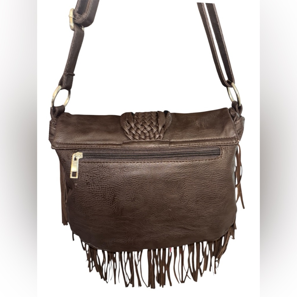 BOHO GYPSY BAG WITH BRAID & FRINGE DETAIL Gently used once - Picture 4 of 8